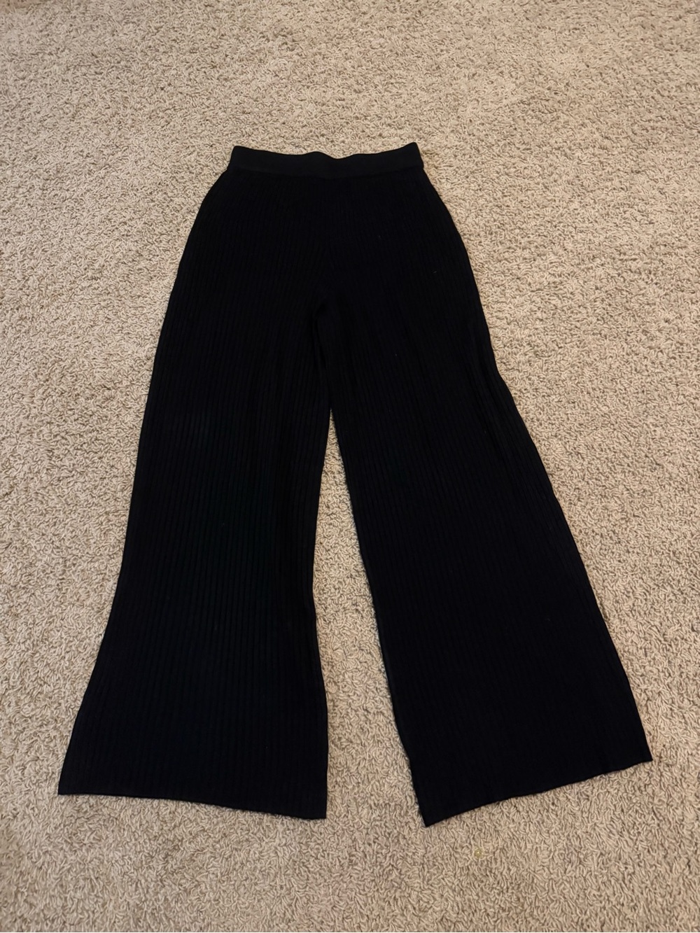 The Drop NWT Wide-Leg Ribbed Knit Pants - Black